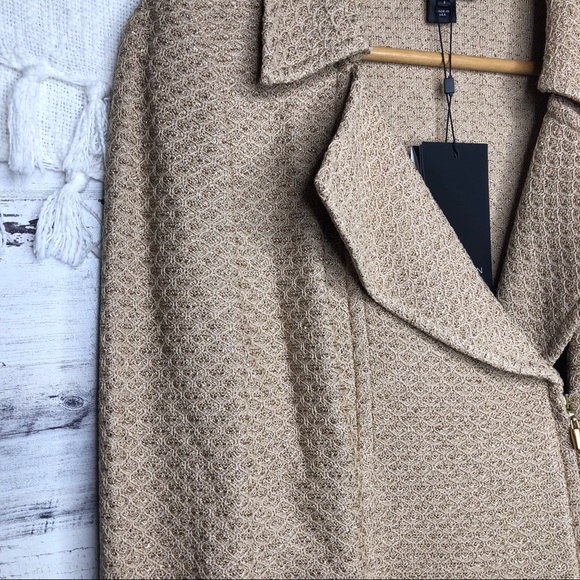 St. John Camel Melange moto zip shimmer blazer - Picture 5 of 8